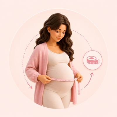 Illustration showing where to hold a tape measure around the belly